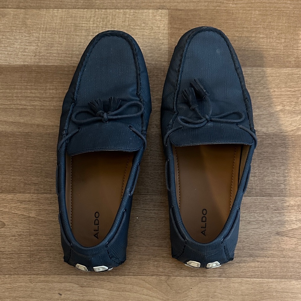 Aldo Men’s Navy Bow Moccasin Slip-Ons